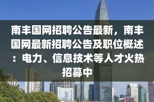 南豐國(guó)網(wǎng)招聘公告最新，南豐國(guó)網(wǎng)最新招聘公告及職位概述：電力、信息技術(shù)等人才火熱招募中