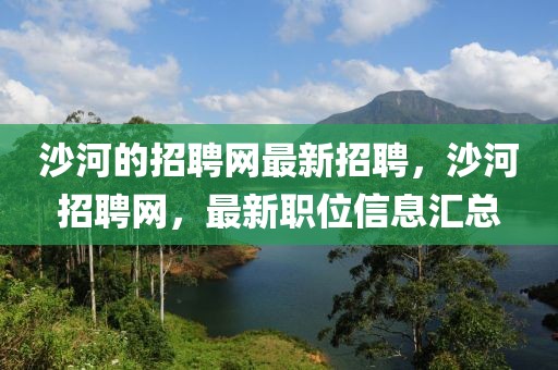 沙河的招聘網最新招聘，沙河招聘網，最新職位信息匯總