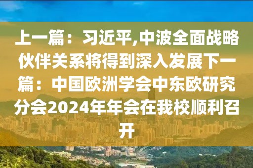 上一篇：習近平,中波全面戰(zhàn)略伙伴關系將得到深入發(fā)展下一篇：中國歐洲學會中東歐研究分會2024年年會在我校順利召開