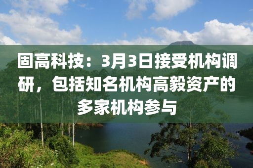 固高科技：3月3日接受機構調研，包括知名機構高毅資產的多家機構參與