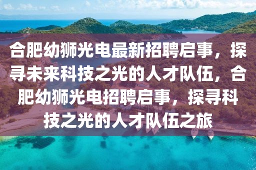 合肥幼獅光電最新招聘啟事，探尋未來科技之光的人才隊伍，合肥幼獅光電招聘啟事，探尋科技之光的人才隊伍之旅