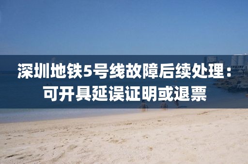 深圳地鐵5號(hào)線故障后續(xù)處理：可開具延誤證明或退票