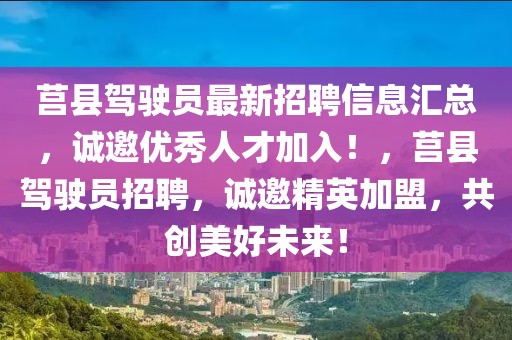 莒縣駕駛員最新招聘信息匯總，誠(chéng)邀優(yōu)秀人才加入！，莒縣駕駛員招聘，誠(chéng)邀精英加盟，共創(chuàng)美好未來(lái)！