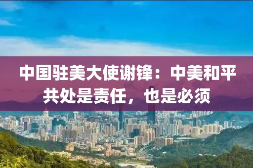 中國駐美大使謝鋒：中美和平共處是責任，也是必須