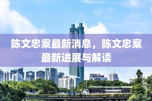 陳文忠案最新消息，陳文忠案最新進展與解讀