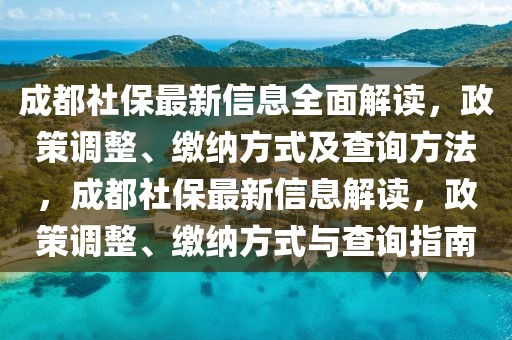 成都社保最新信息全面解讀，政策調整、繳納方式及查詢方法，成都社保最新信息解讀，政策調整、繳納方式與查詢指南