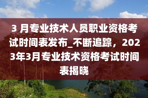 3 月專業技術人員職業資格考試時間表發布_不斷追蹤，2023年3月專業技術資格考試時間表揭曉