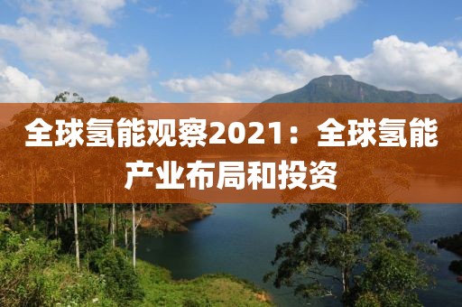 全球氫能觀察2021：全球氫能產(chǎn)業(yè)布局和投資