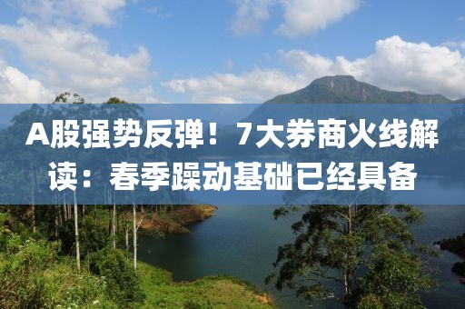 A股強(qiáng)勢反彈！7大券商火線解讀：春季躁動基礎(chǔ)已經(jīng)具備