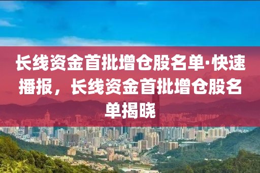 長線資金首批增倉股名單·快速播報，長線資金首批增倉股名單揭曉