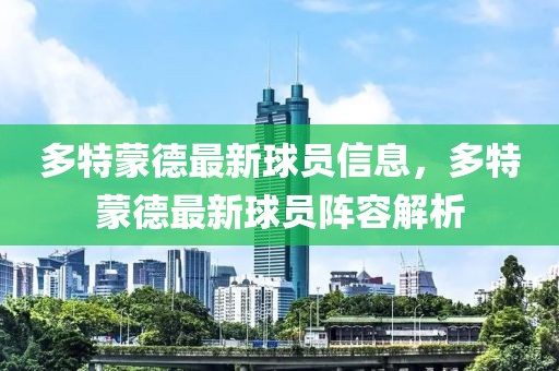 多特蒙德最新球員信息，多特蒙德最新球員陣容解析