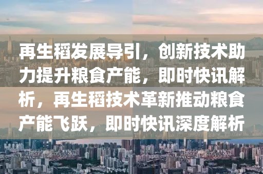 再生稻發展導引，創新技術助力提升糧食產能，即時快訊解析，再生稻技術革新推動糧食產能飛躍，即時快訊深度解析