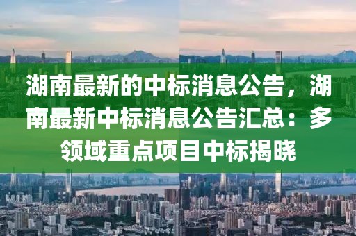 湖南最新的中標消息公告，湖南最新中標消息公告匯總：多領域重點項目中標揭曉