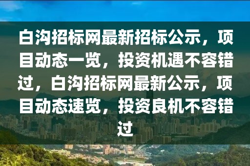 白溝招標(biāo)網(wǎng)最新招標(biāo)公示，項(xiàng)目動態(tài)一覽，投資機(jī)遇不容錯過，白溝招標(biāo)網(wǎng)最新公示，項(xiàng)目動態(tài)速覽，投資良機(jī)不容錯過