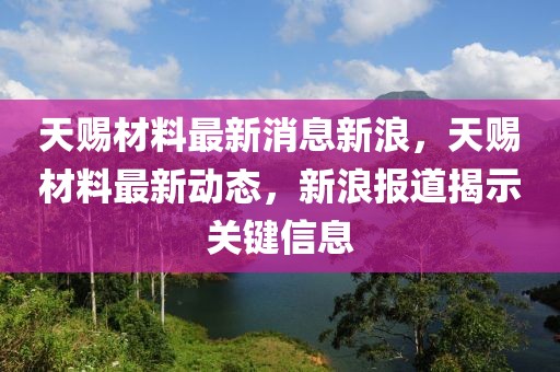 天賜材料最新消息新浪，天賜材料最新動態(tài)，新浪報道揭示關鍵信息