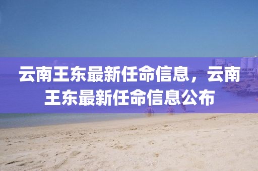 云南王東最新任命信息，云南王東最新任命信息公布