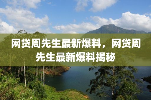 網(wǎng)貸周先生最新爆料，網(wǎng)貸周先生最新爆料揭秘