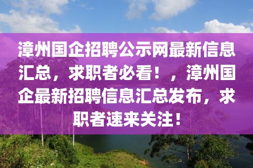漳州國企招聘公示網最新信息匯總，求職者必看！，漳州國企最新招聘信息匯總發布，求職者速來關注！